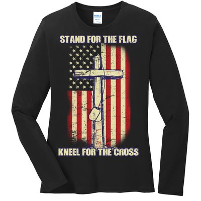 Americans Stand For The Flag Kneel For The Cross Ladies Long Sleeve Shirt