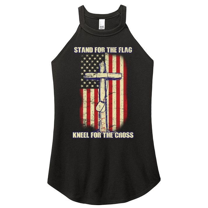 Americans Stand For The Flag Kneel For The Cross Women's Perfect Tri Rocker Tank