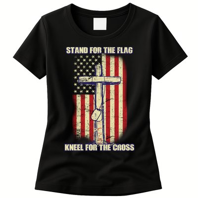 Americans Stand For The Flag Kneel For The Cross Women's T-Shirt