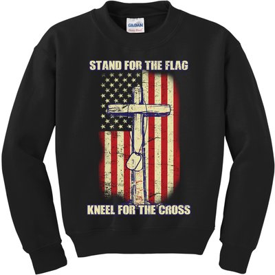 Americans Stand For The Flag Kneel For The Cross Kids Sweatshirt