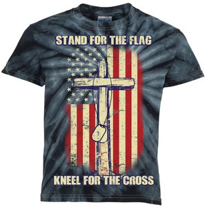 Americans Stand For The Flag Kneel For The Cross Kids Tie-Dye T-Shirt