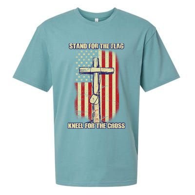 Americans Stand For The Flag Kneel For The Cross Sueded Cloud Jersey T-Shirt