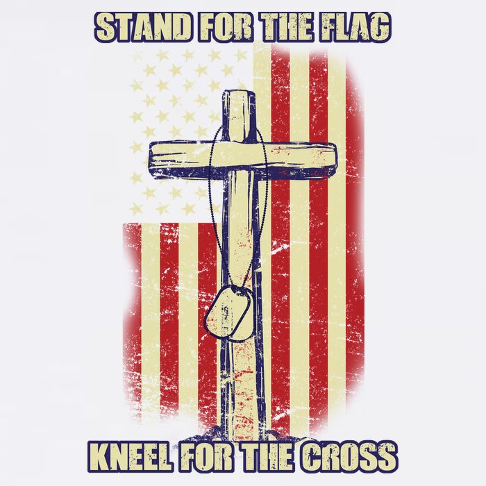 Americans Stand For The Flag Kneel For The Cross Garment-Dyed Sweatshirt