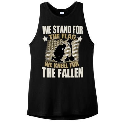 Americans We Stand For The Flag Kneel For The Fallen Ladies PosiCharge Tri-Blend Wicking Tank