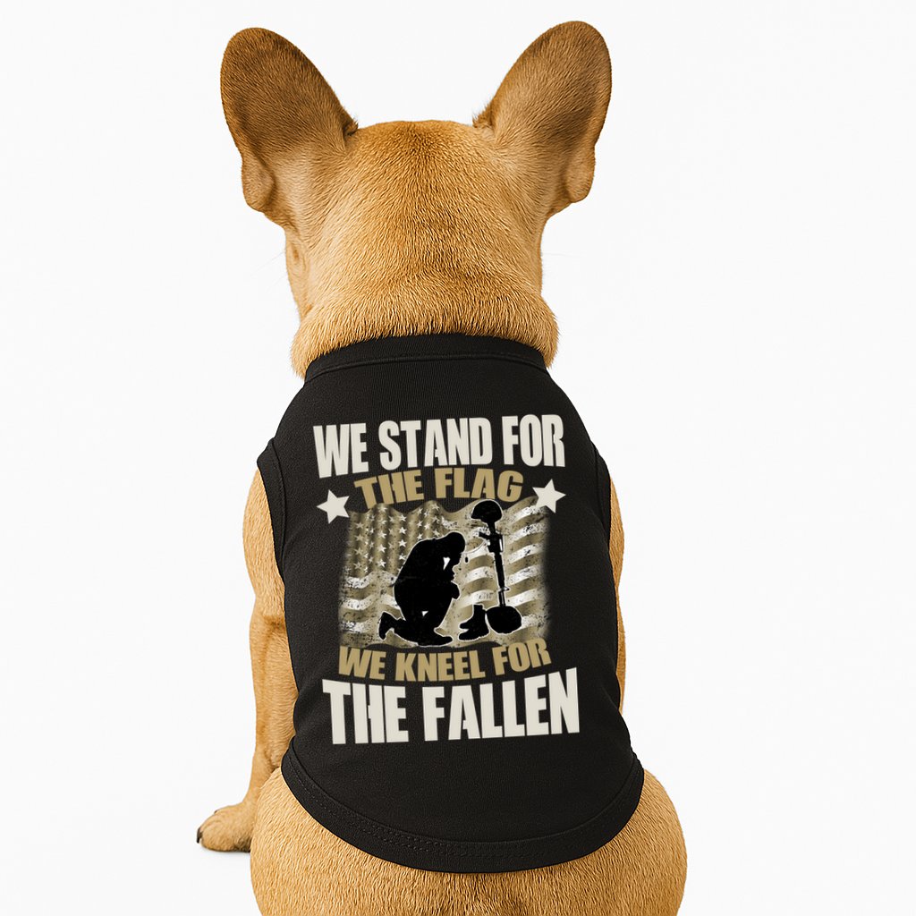 Americans We Stand For The Flag Kneel For The Fallen Doggie Tank