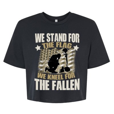 Americans We Stand For The Flag Kneel For The Fallen Bella+Canvas Jersey Crop Tee