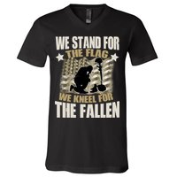 Americans We Stand For The Flag Kneel For The Fallen V-Neck T-Shirt