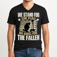 Americans We Stand For The Flag Kneel For The Fallen V-Neck T-Shirt