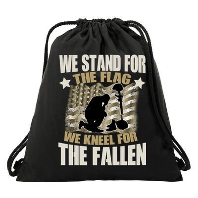 Americans We Stand For The Flag Kneel For The Fallen Drawstring Bag