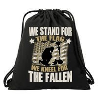 Americans We Stand For The Flag Kneel For The Fallen Drawstring Bag