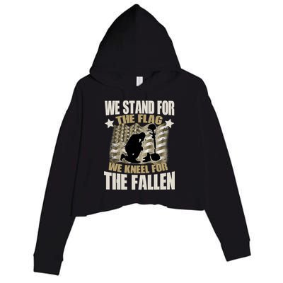 Americans We Stand For The Flag Kneel For The Fallen Crop Fleece Hoodie