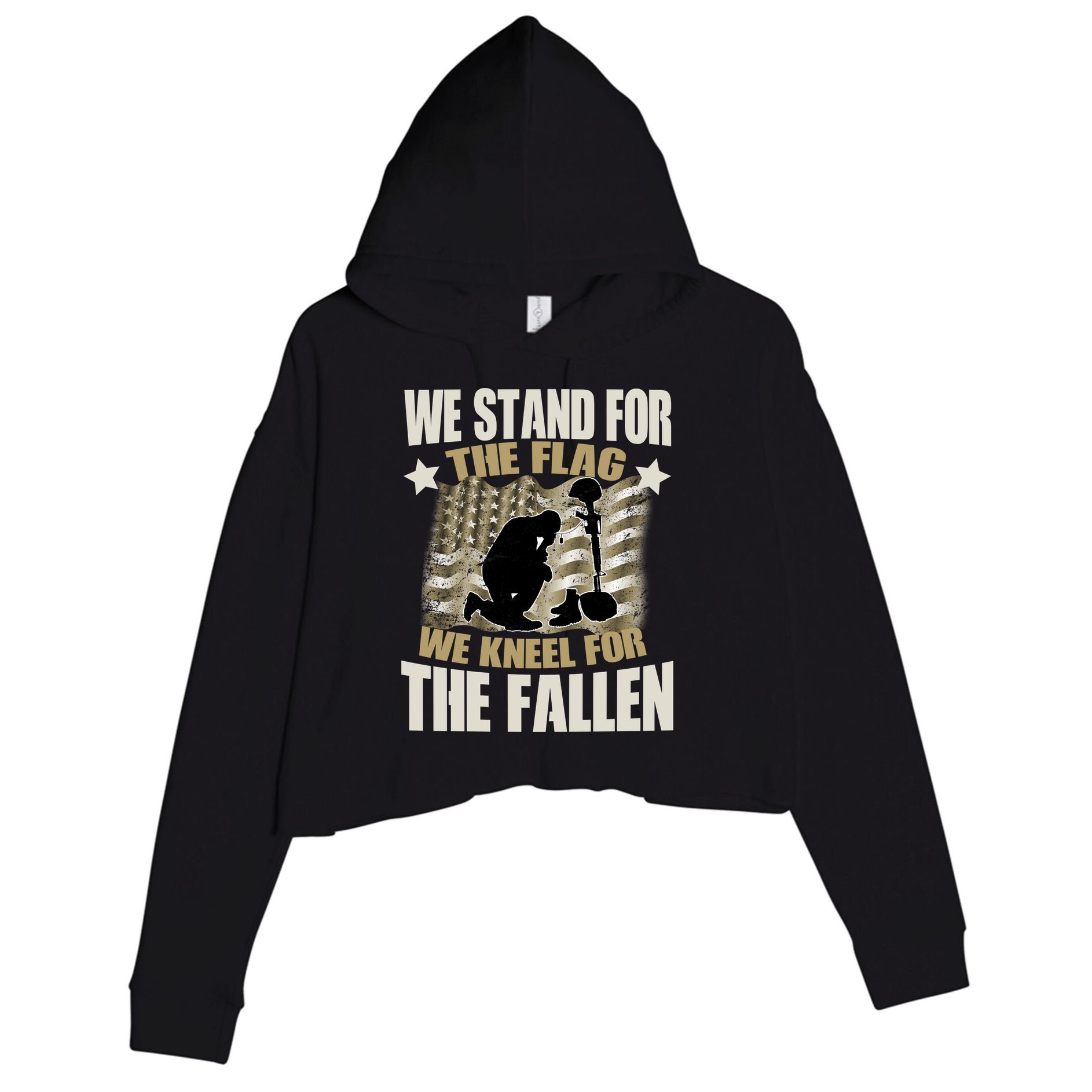 Americans We Stand For The Flag Kneel For The Fallen Crop Fleece Hoodie