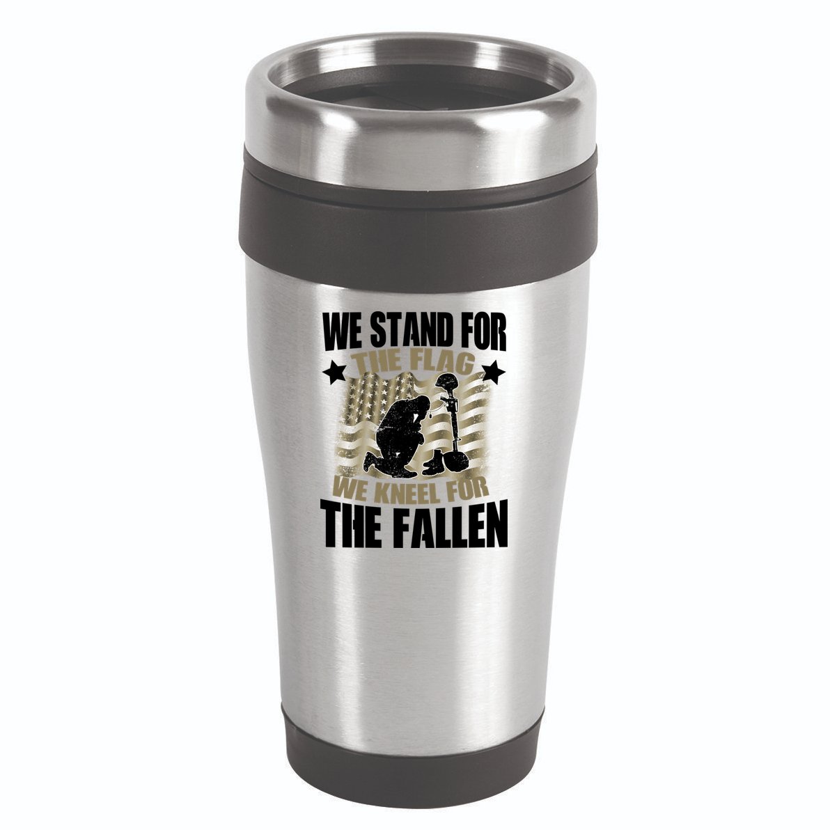 Americans We Stand For The Flag Kneel For The Fallen 16oz Travel Tumbler