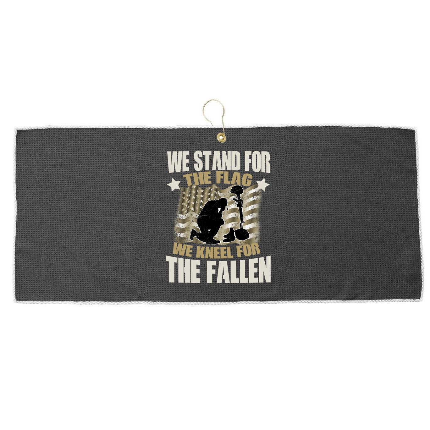 Americans We Stand For The Flag Kneel For The Fallen Large Microfiber Waffle Golf Towel