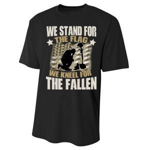 Americans We Stand For The Flag Kneel For The Fallen Performance Sprint T-Shirt