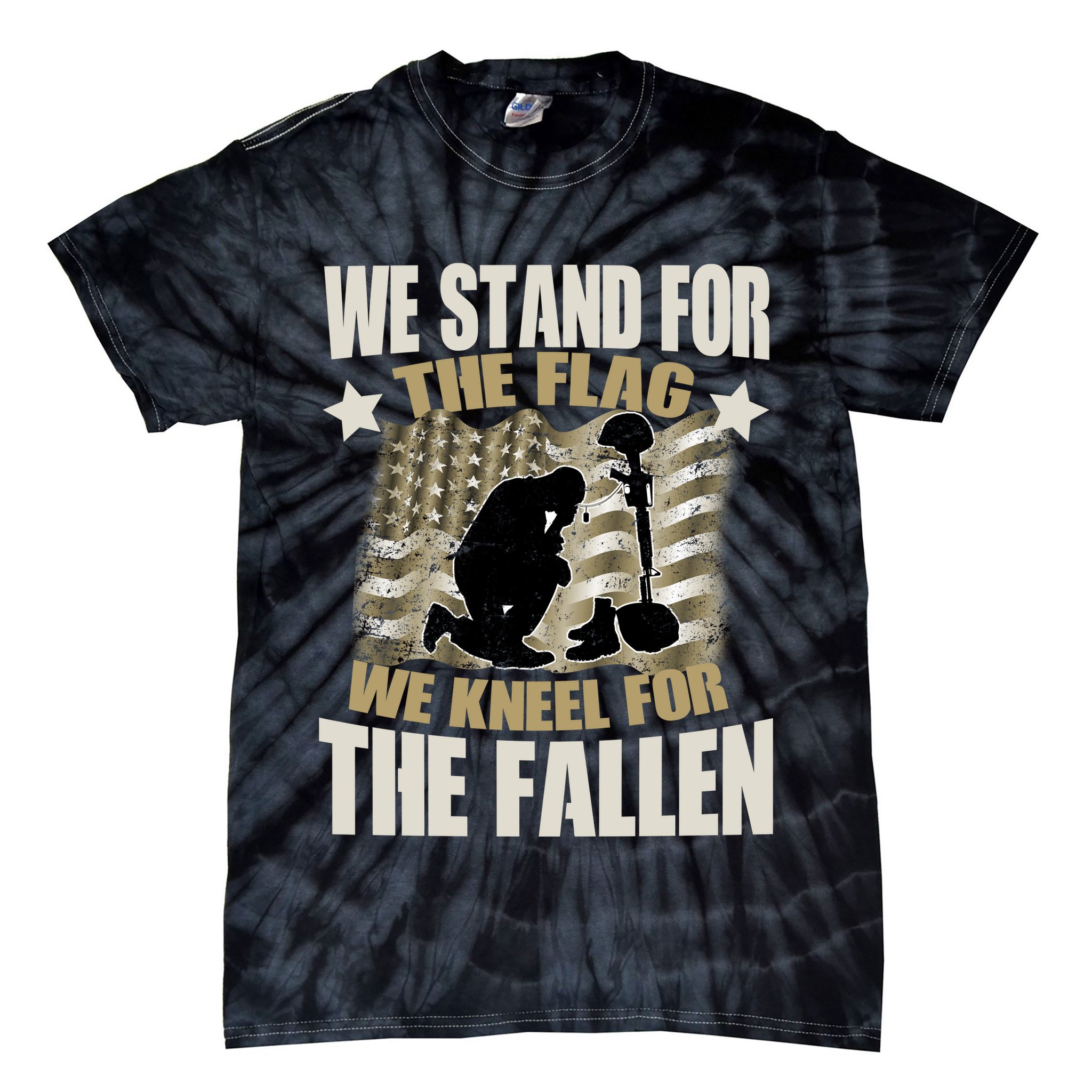 Americans We Stand For The Flag Kneel For The Fallen Tie-Dye T-Shirt