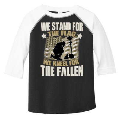 Americans We Stand For The Flag Kneel For The Fallen Toddler Fine Jersey T-Shirt