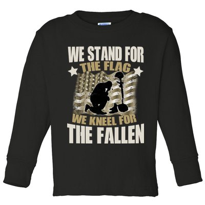 Americans We Stand For The Flag Kneel For The Fallen Toddler Long Sleeve Shirt