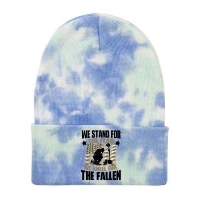 Americans We Stand For The Flag Kneel For The Fallen Tie Dye 12in Knit Beanie