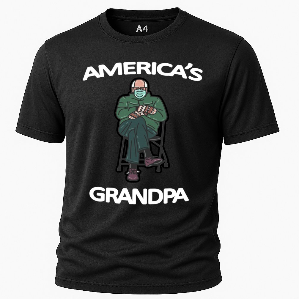 America's Grandpa Bernie Sanders Mitten Meme Cooling Performance Crew T-Shirt
