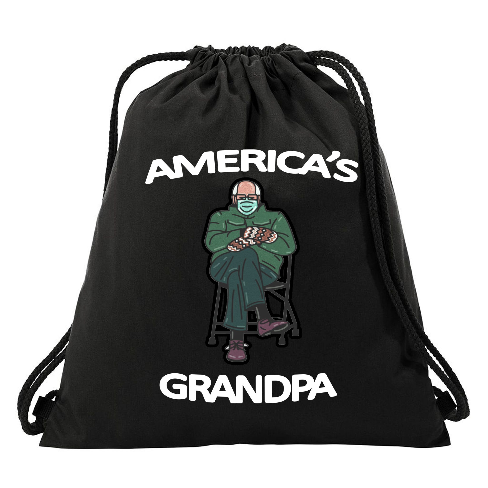 America's Grandpa Bernie Sanders Mitten Meme Drawstring Bag