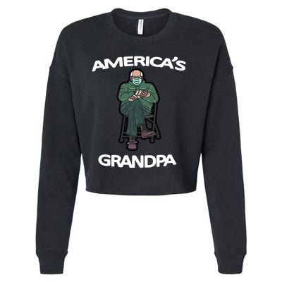 America's Grandpa Bernie Sanders Mitten Meme Cropped Pullover Crew