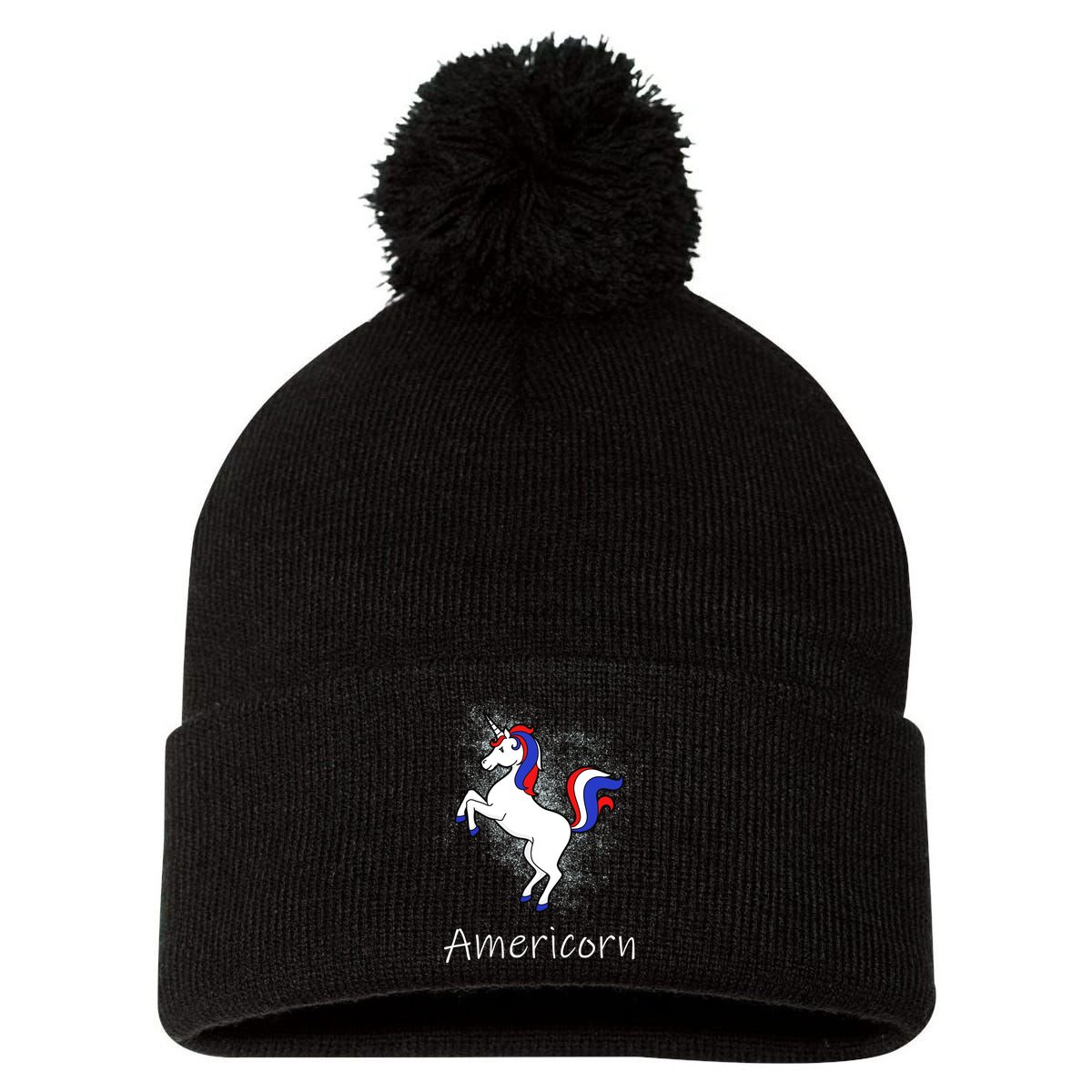 Americorn Pom Pom 12in Knit Beanie