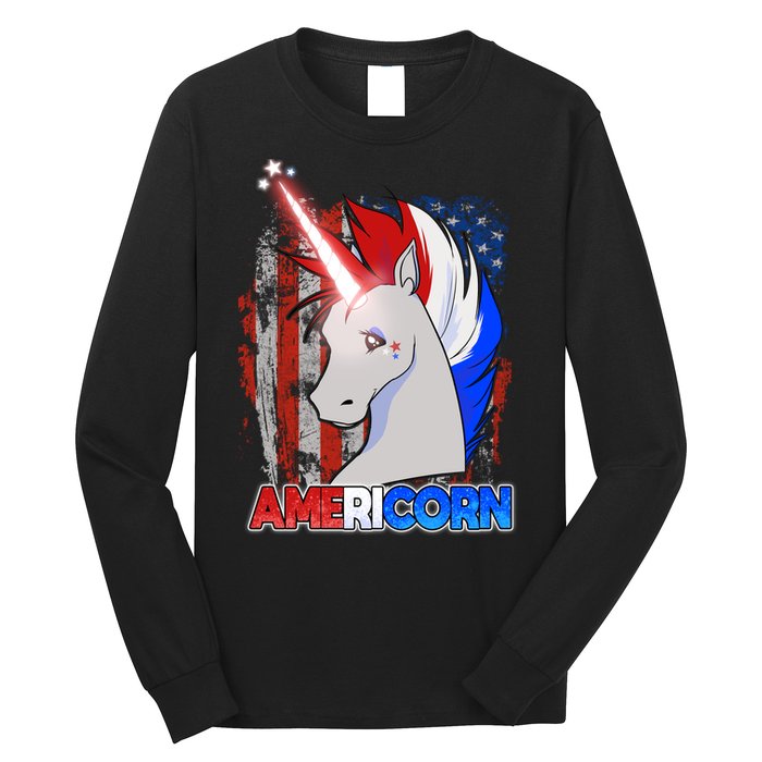 Americorn Unicorn Flag Long Sleeve Shirt