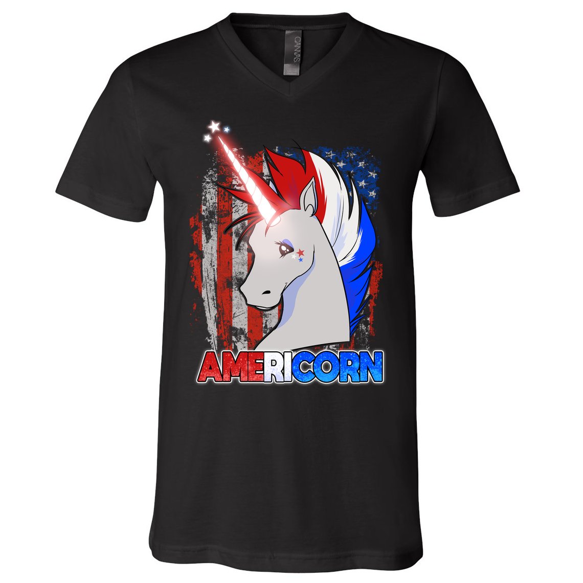 Americorn Unicorn Flag V-Neck T-Shirt