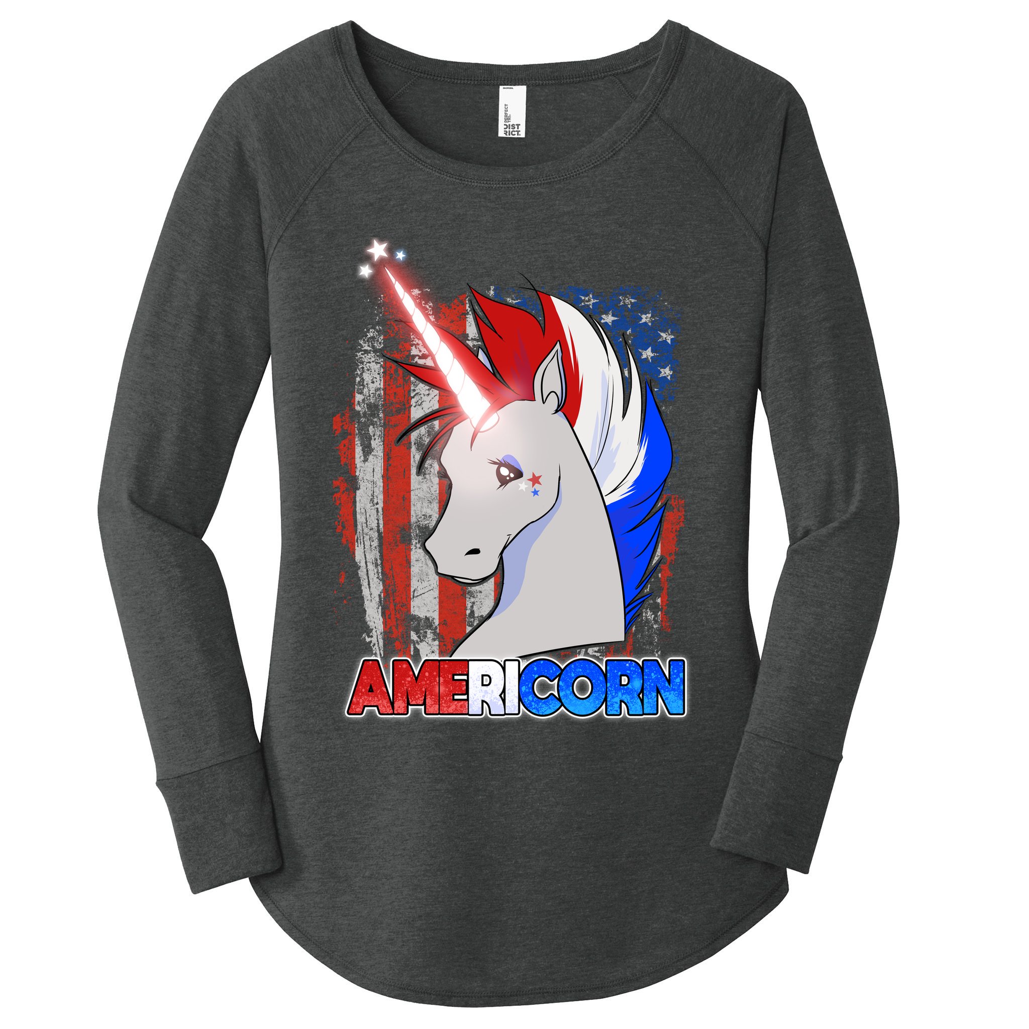 Americorn Unicorn Flag Women's Perfect Tri Tunic Long Sleeve Shirt