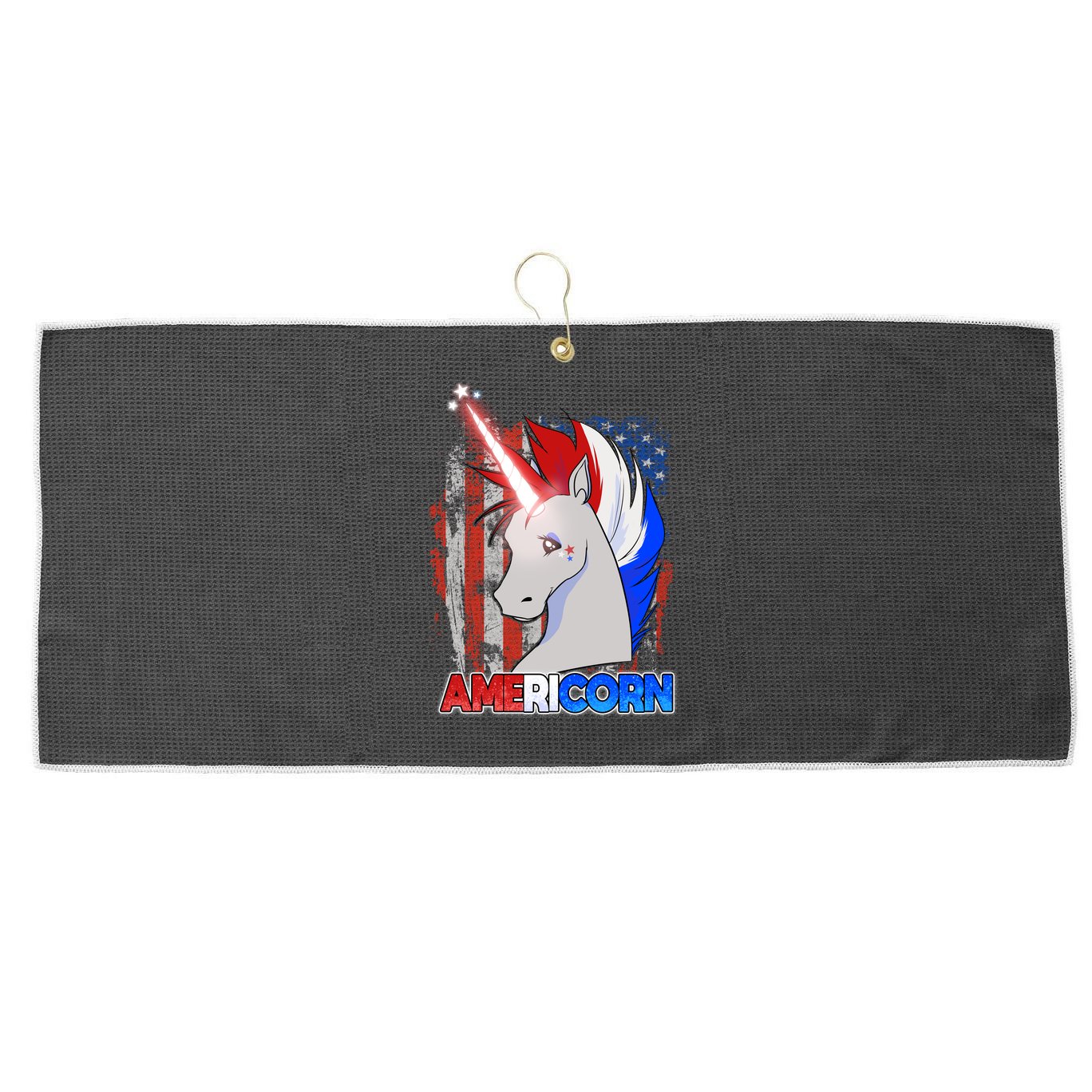Americorn Unicorn Flag Large Microfiber Waffle Golf Towel