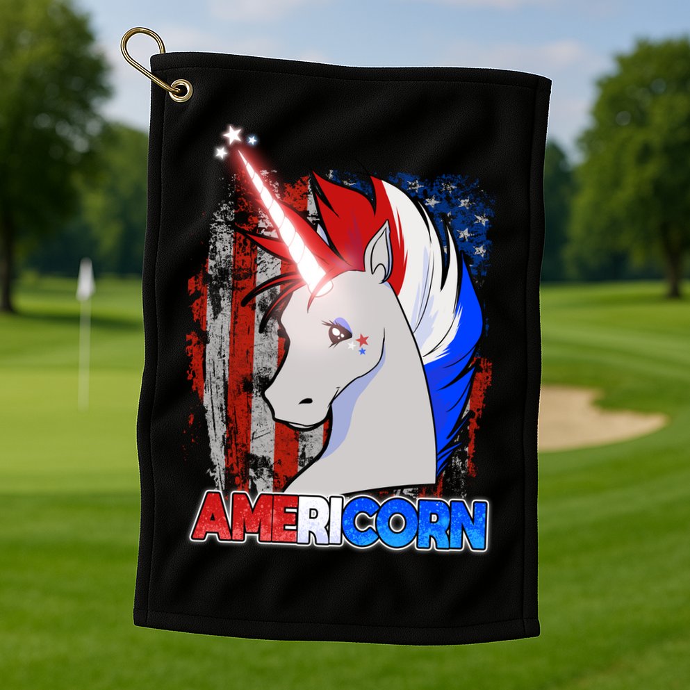 Americorn Unicorn Flag Golf Towel