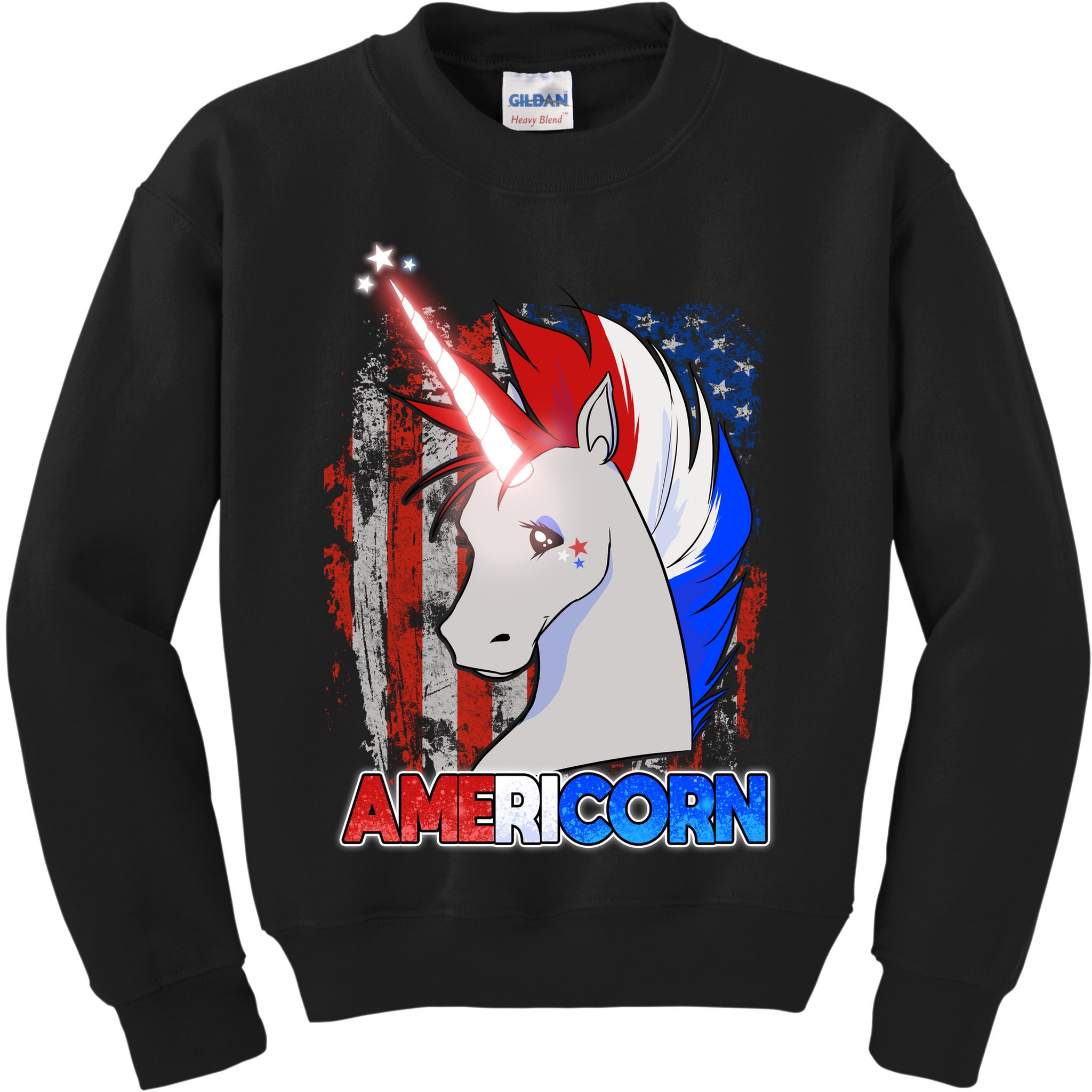 Americorn Unicorn Flag Kids Sweatshirt