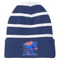 Amerisaurus Rex Striped Beanie with Solid Band