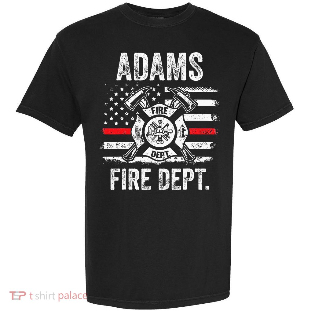 Adams Massachusetts Fire Department Thin Red Line Fireman Garment-Dyed Heavyweight T-Shirt