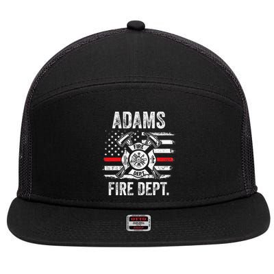 Adams Massachusetts Fire Department Thin Red Line Fireman 7 Panel Mesh Trucker Snapback Hat