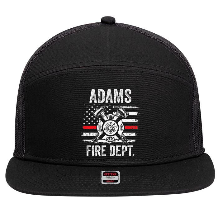 Adams Massachusetts Fire Department Thin Red Line Fireman 7 Panel Mesh Trucker Snapback Hat