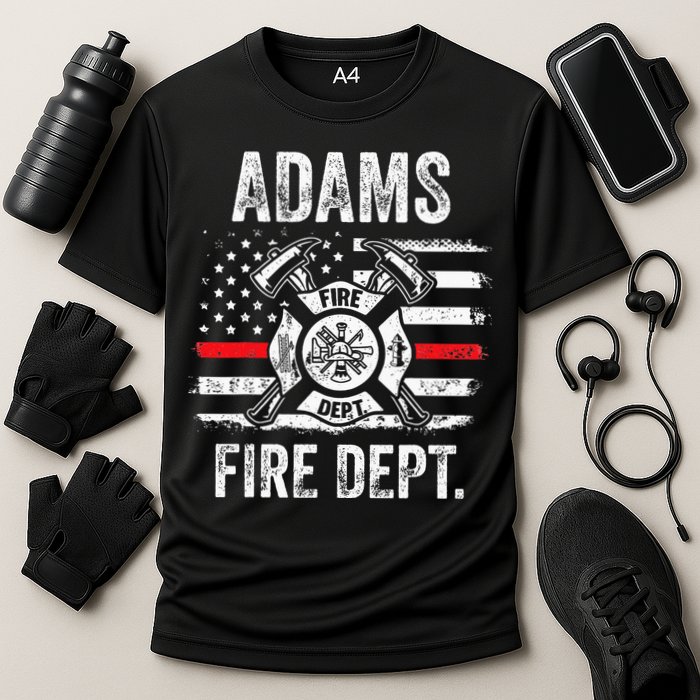 Adams Massachusetts Fire Department Thin Red Line Fireman Performance Shirt