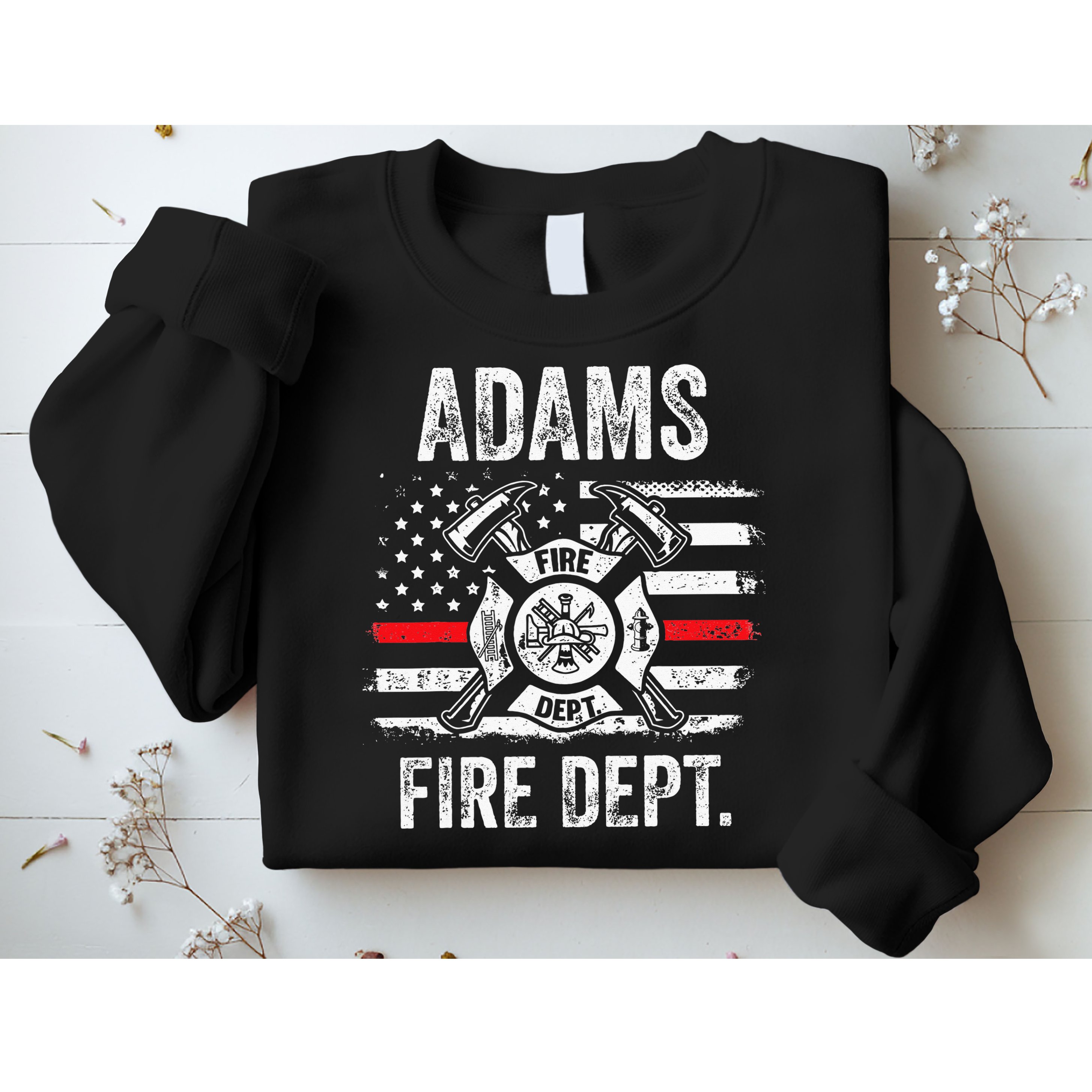 Adams Massachusetts Fire Department Thin Red Line Fireman Sweatshirt