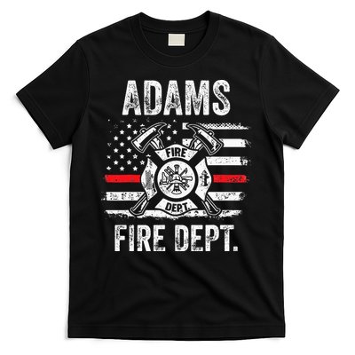 Adams Massachusetts Fire Department Thin Red Line Fireman T-Shirt