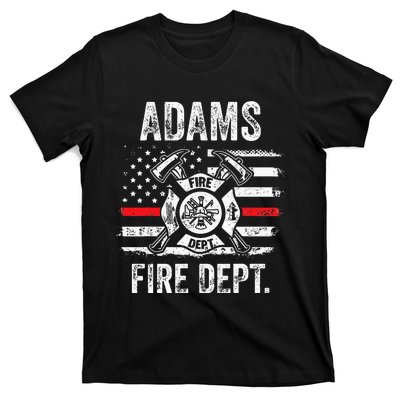 Adams Massachusetts Fire Department Thin Red Line Fireman T-Shirt