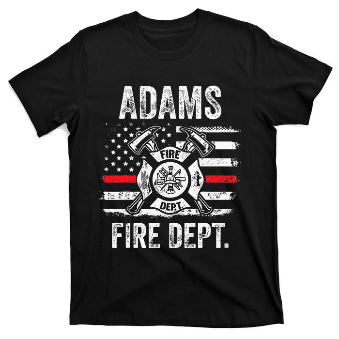 Adams Massachusetts Fire Department Thin Red Line Fireman T-Shirt