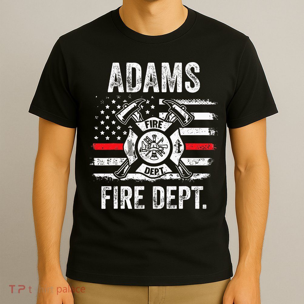 Adams Massachusetts Fire Department Thin Red Line Fireman T-Shirt