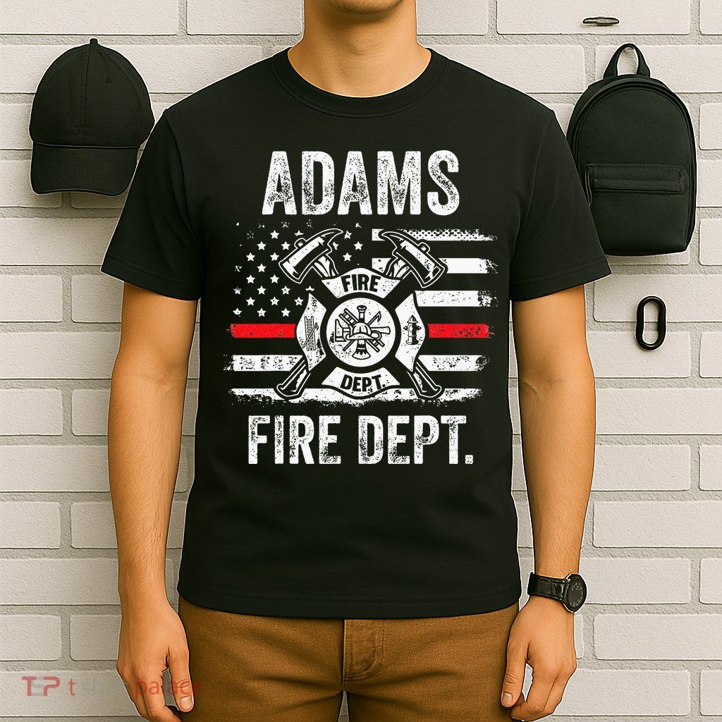 Adams Massachusetts Fire Department Thin Red Line Fireman T-Shirt