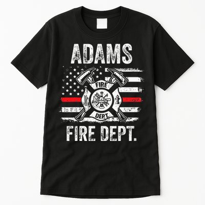 Adams Massachusetts Fire Department Thin Red Line Fireman Tall T-Shirt