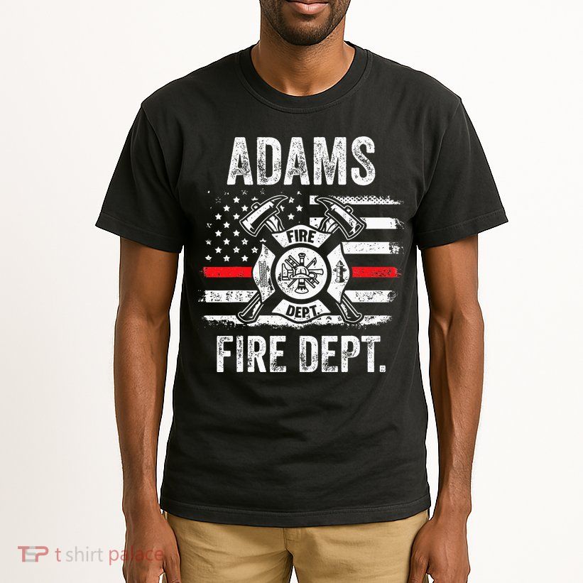 Adams Massachusetts Fire Department Thin Red Line Fireman Tall T-Shirt
