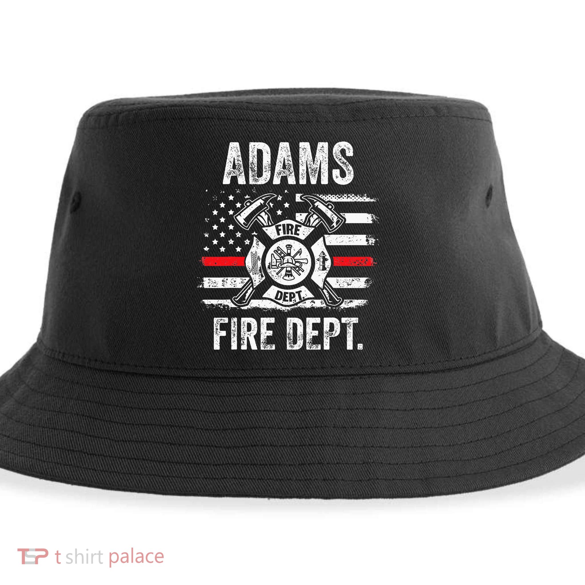 Adams Massachusetts Fire Department Thin Red Line Fireman Sustainable Bucket Hat