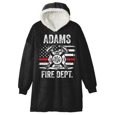 Adams Massachusetts Fire Department Thin Red Line Fireman Hooded Wearable Blanket