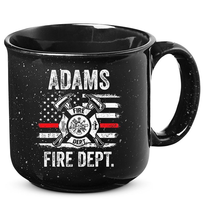 Adams Massachusetts Fire Department Thin Red Line Fireman 15oz Campfire Ceramic Mug
