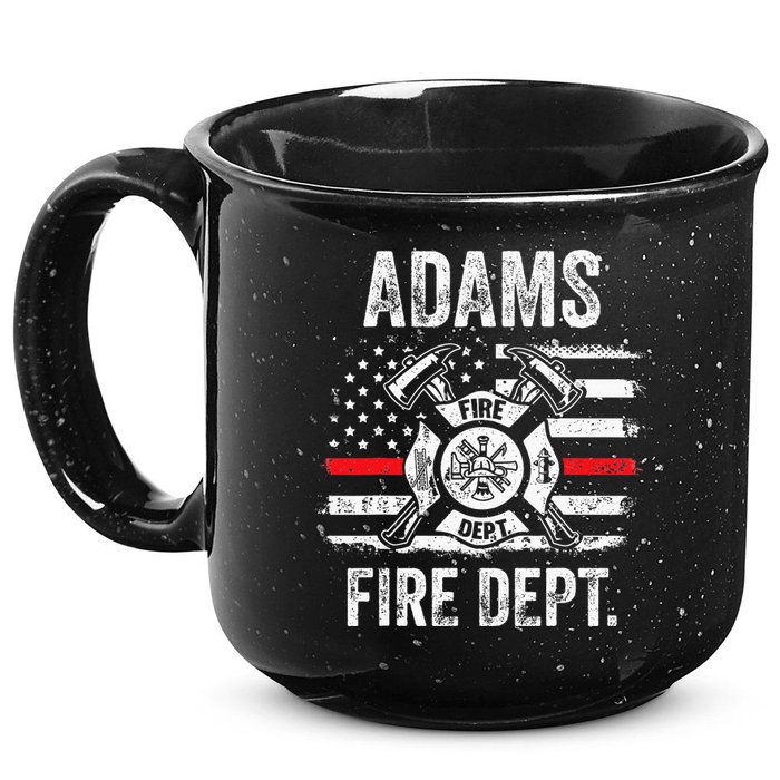 Adams Massachusetts Fire Department Thin Red Line Fireman 15oz Campfire Ceramic Mug